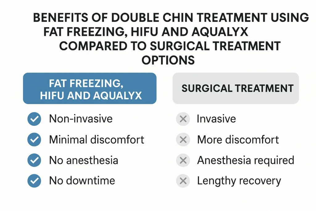 Graphic about the benefits of double chin treatment Spalding - from LA LIPO