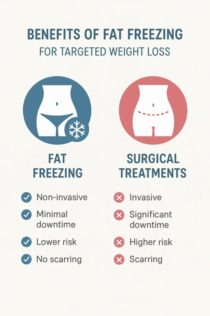 graphic showing the benefits of fat freezing Spalding