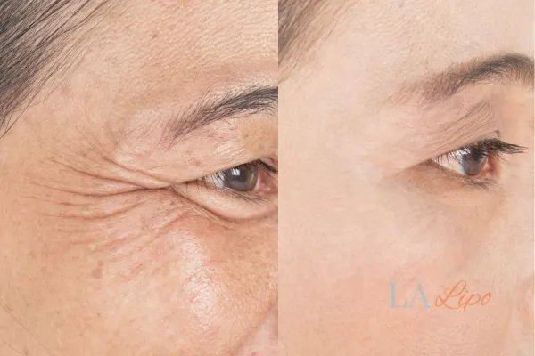 Before and after results of woman - HI-fu wrinkles reduction treatment Spalding