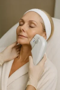 Woman receiving HIFU non surgical facelift treatment Spalding