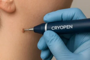 Person receiving skin tag removal Spalding